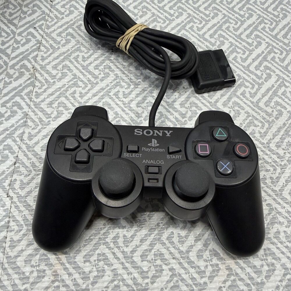 Official Sony PS2 DualShock 2 Controller Black SCPH-10010 Wired OEM Tested Works